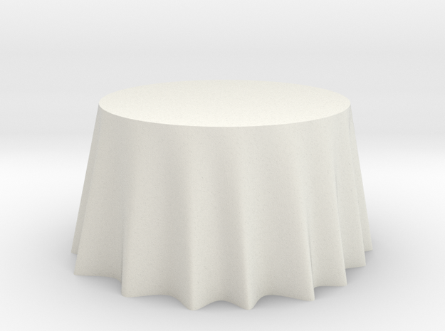 1:24 Draped Table - 48" diameter in White Natural Versatile Plastic