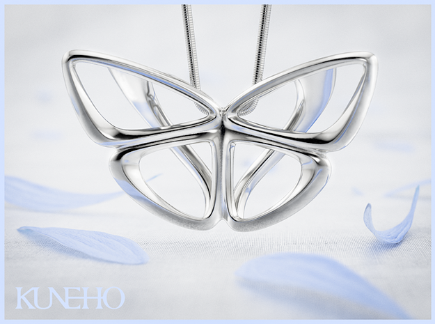 Moduza Butterfly Pendant in Fine Detail Polished Silver