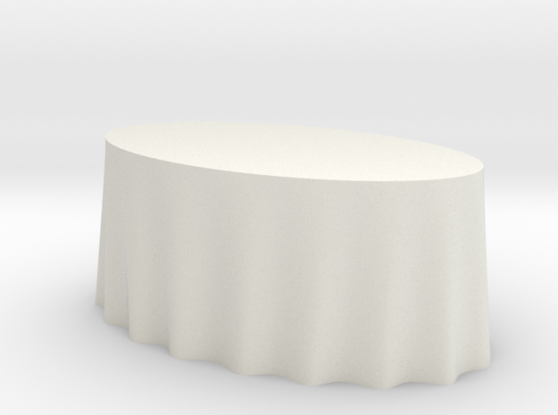 1:48 Draped Table - Large Oval in White Natural Versatile Plastic