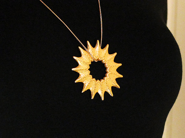 Gunes Pendant (#1511) in Polished Gold Steel