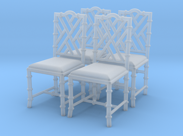 1:43 Chinese Chippendale Chair - Set of 4 in Smooth Fine Detail Plastic