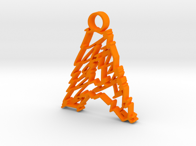 Sketch "A" Pendant in Orange Processed Versatile Plastic