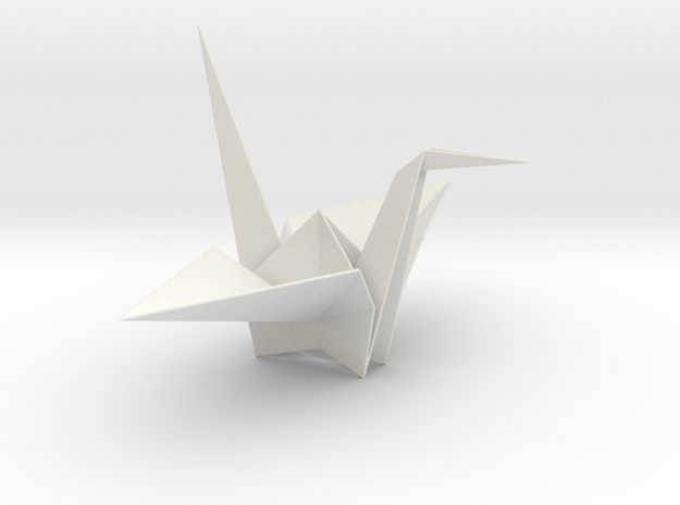 Fold Origami Crane in White Natural Versatile Plastic