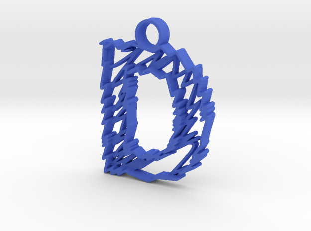 Sketch "D" Pendant in Blue Processed Versatile Plastic