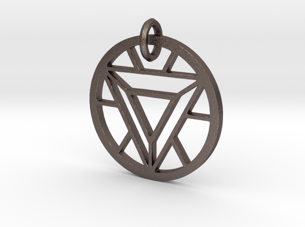 ArcReactor SilverTriangle (35mm) PENDANT in Polished Bronzed Silver Steel