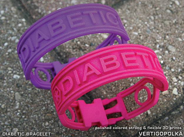 Diabetic Bracelet in Pink Processed Versatile Plastic