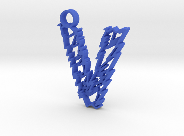 Sketch "V" Pendant in Blue Processed Versatile Plastic
