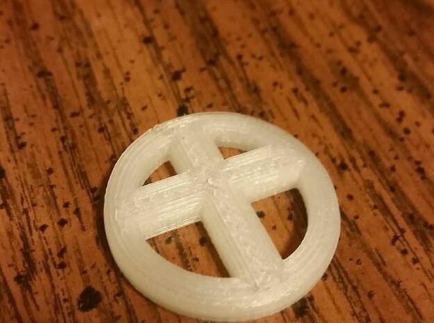 Cross Coin in White Natural Versatile Plastic
