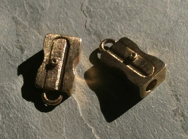 Pencil Sharpener Earrings in Natural Brass
