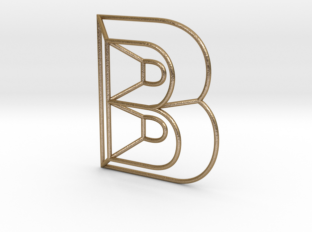 B Typolygon in Polished Gold Steel