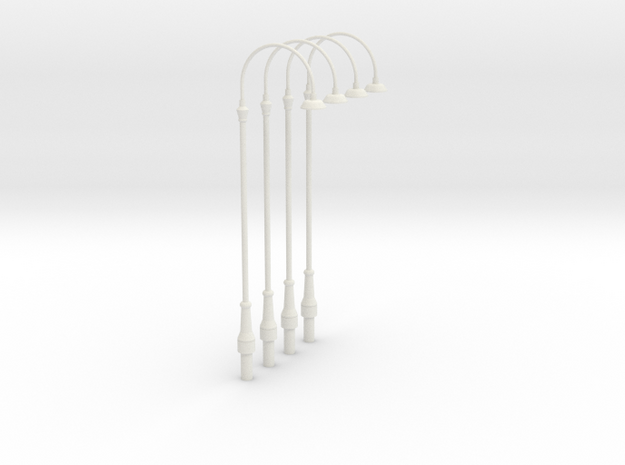 Four single station lights - O scale  in White Natural Versatile Plastic