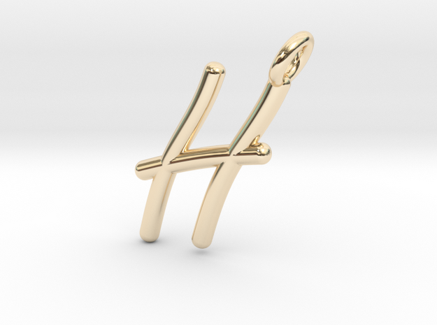 H in 14k Gold Plated Brass