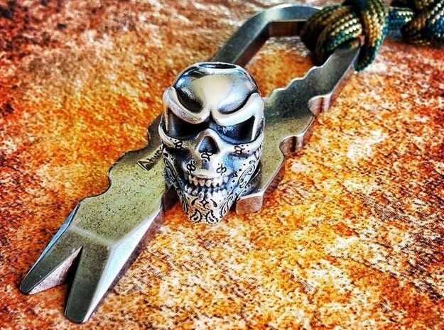 Skull Bead - Bandit in Natural Silver