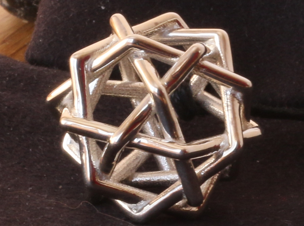 Six Tangled Pentagons in Polished Silver
