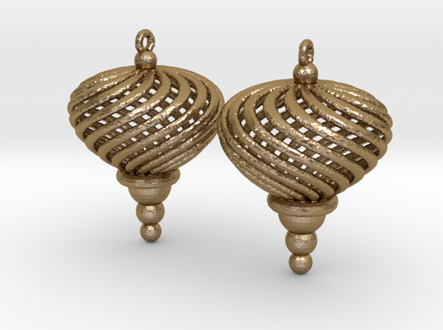Sphere Swirl Ornaments (pair) in Polished Gold Steel