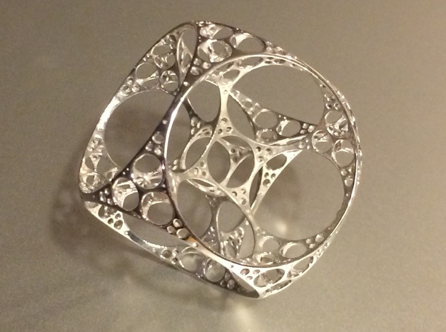 Apollonian Cube Small in Rhodium Plated Brass