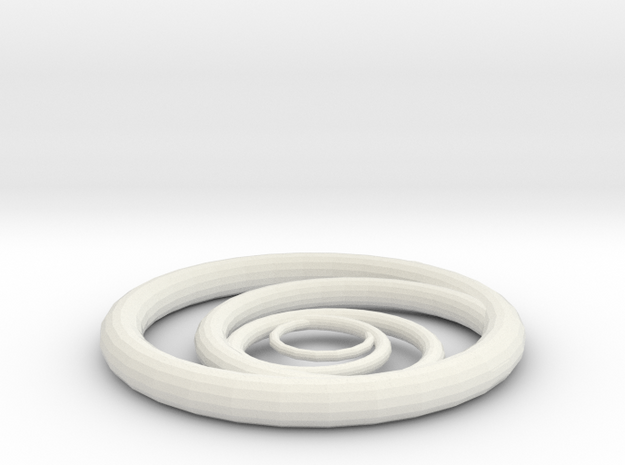 Orbiting Circle Pendant Single Loop in White Natural Versatile Plastic