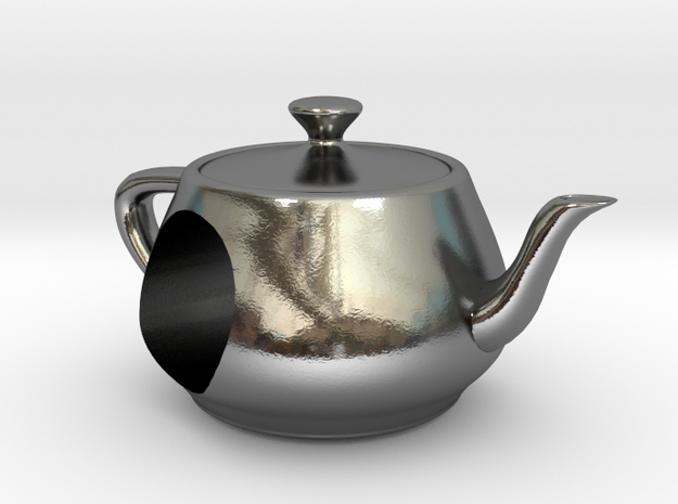Utah Teapot European Charm Bead in Polished Silver