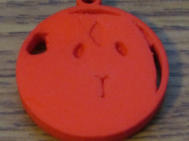 Crested Guinea Pig Pendant in Red Processed Versatile Plastic