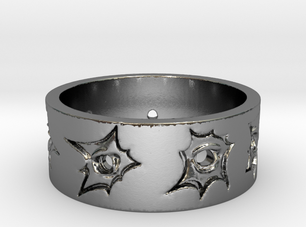 Outlaw Bullet Holes Ring Size 14 in Polished Silver