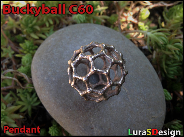 Buckyball C60 Pendant in Polished Bronzed Silver Steel