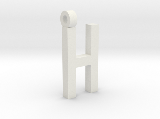 Letter H Necklace in White Natural Versatile Plastic