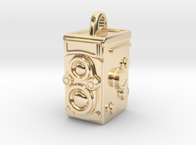 Rolleiflex Camera Pendant in 14k Gold Plated Brass