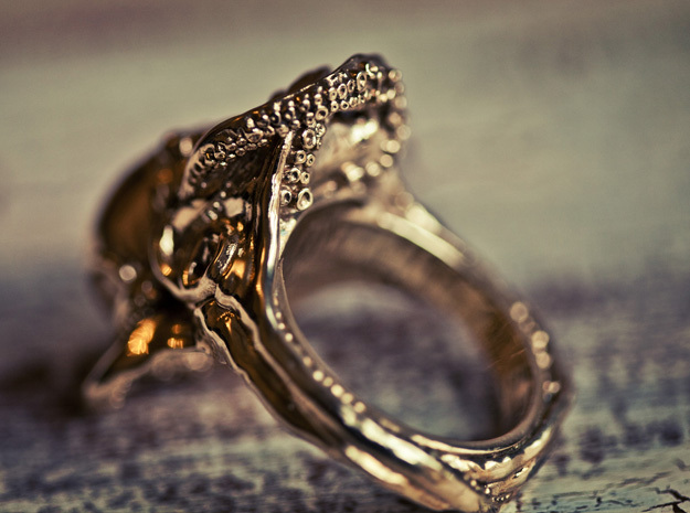 Octopus Ring in Polished Brass