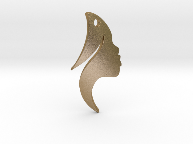 Earing Girl silhouette in Polished Gold Steel