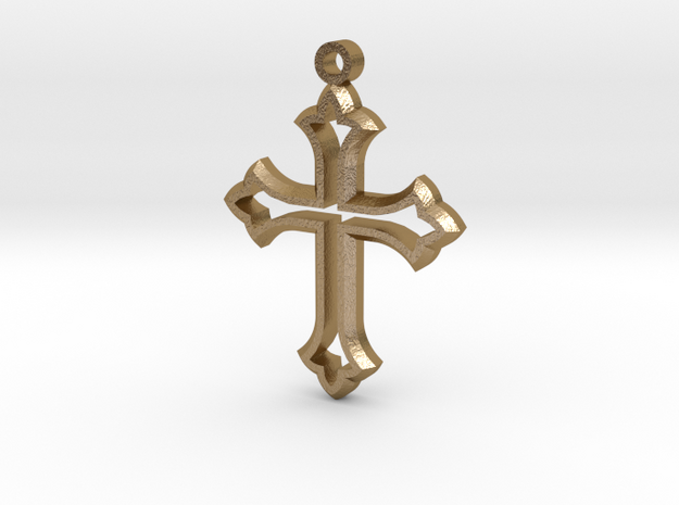 Faceted Cross in Polished Gold Steel