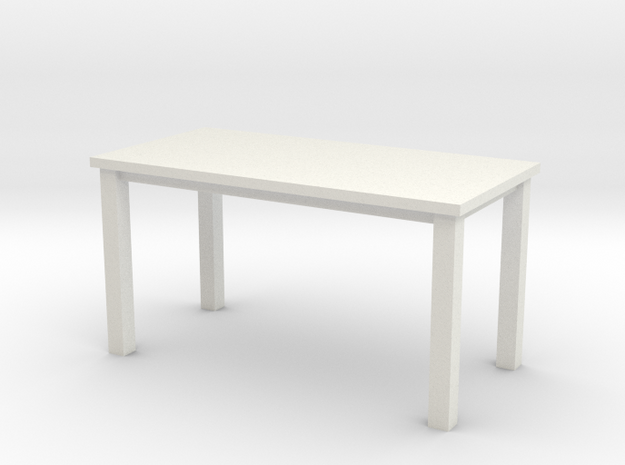 Miniature 1:48 Table 5 Foot in White Natural Versatile Plastic