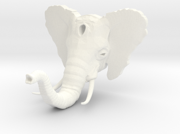 Elephant Hook v2 (w/ Tusks) in White Processed Versatile Plastic
