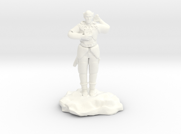 Elf Cleric With Holy Symbol and Sword in White Processed Versatile Plastic