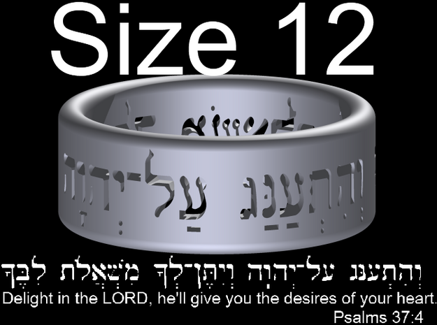 Psalms 37:4 Ring (Size 12) in White Natural Versatile Plastic