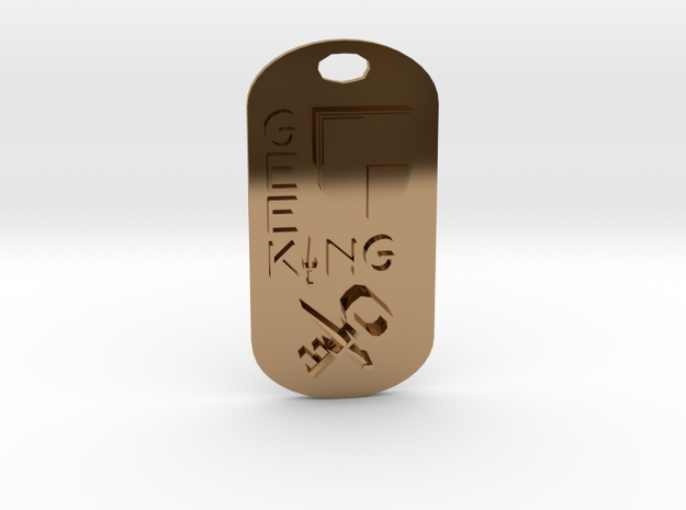 Geek King Keychain in Polished Brass
