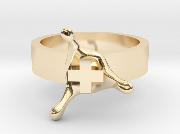 PositiveSplash ring size 8 U.S. in 14k Gold Plated Brass