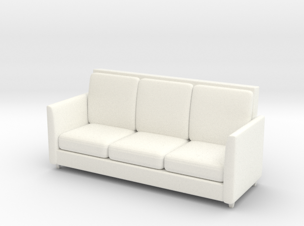 Miniature 1:48 Sofa 6 Foot in White Processed Versatile Plastic
