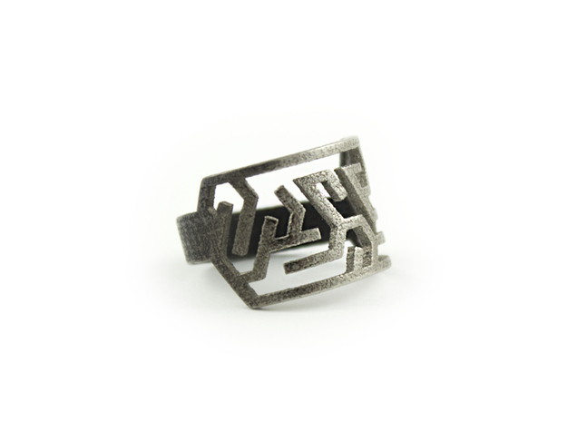 Maze Delta Ring size US6  in Polished Nickel Steel