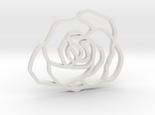 Rose Pendant in White Natural Versatile Plastic