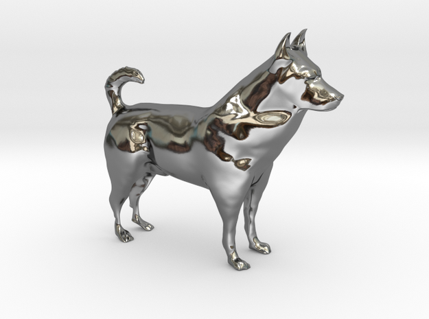Shepherd Dog - 5 cm / 2" in Fine Detail Polished Silver