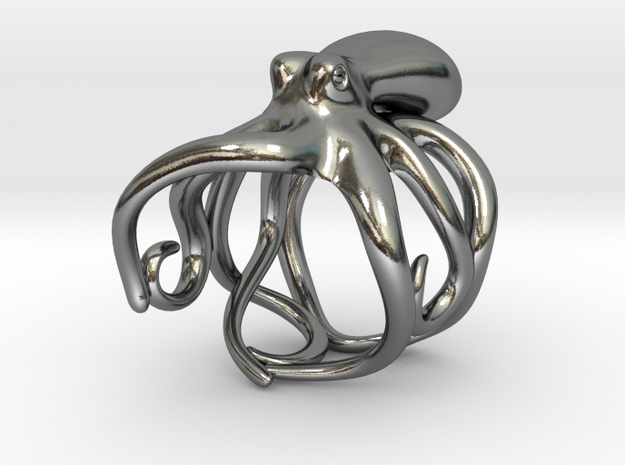 Octopus Ring 19mm in Polished Silver