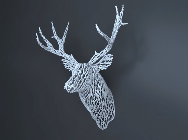 Wall deer (height 19.2cm/7.5In) in White Natural Versatile Plastic