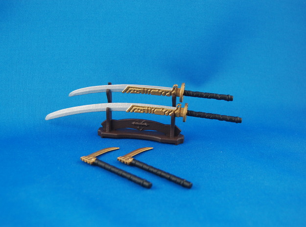 Samurai's Weapons Set in White Processed Versatile Plastic