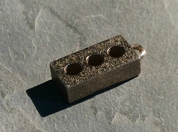 Masonry Brick Charm in Polished Bronzed Silver Steel