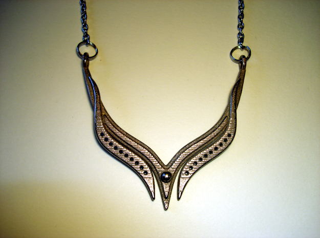 V7 Necklace Pendant in Polished Bronzed Silver Steel