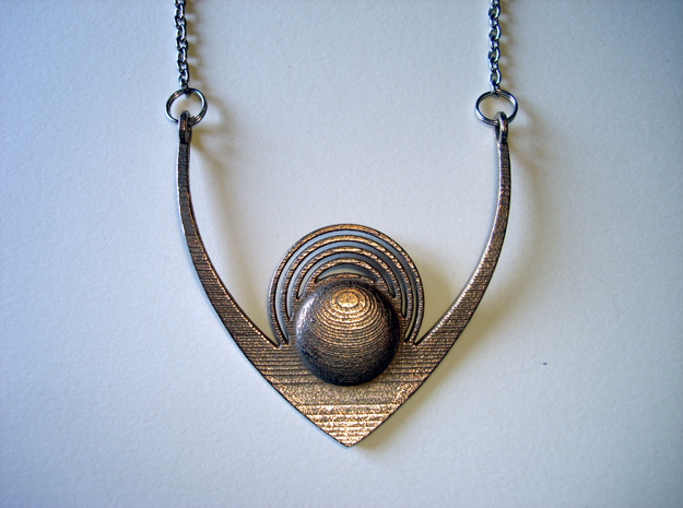 V18 Necklace in Polished Bronzed Silver Steel