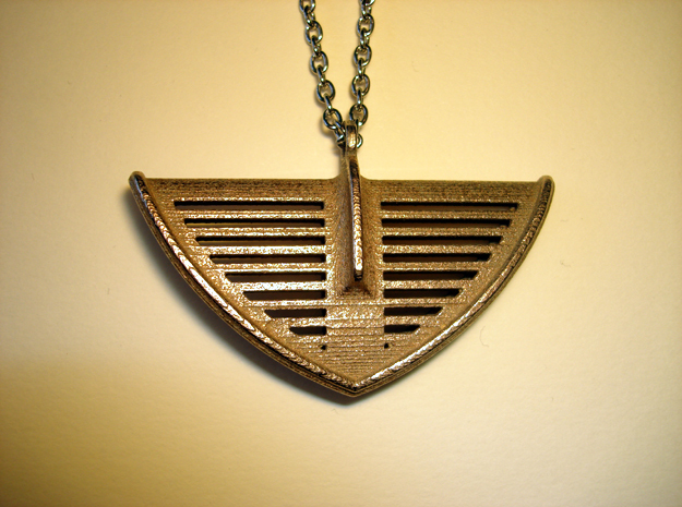 V21 Necklace Pendant in Polished Bronzed Silver Steel