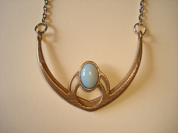V4 Necklace Pendant in Polished Bronzed Silver Steel