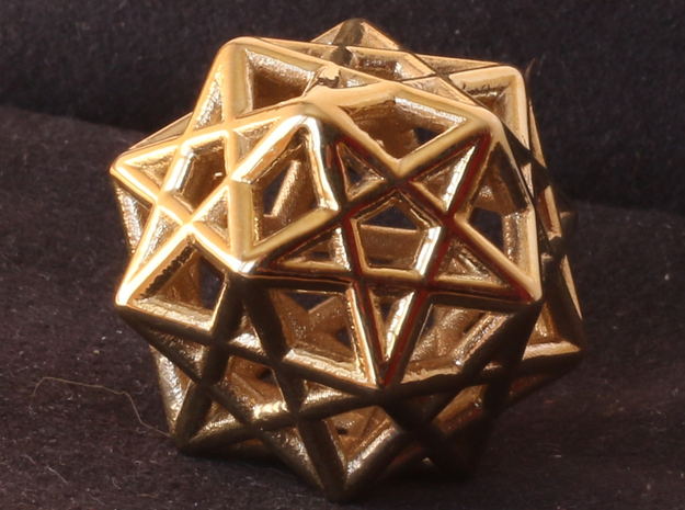 Star Dodecahedron Pendant in Polished Brass