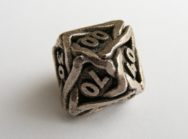 'Twined' Dice 10D10 (Decader) Gaming Die in Polished Bronzed Silver Steel